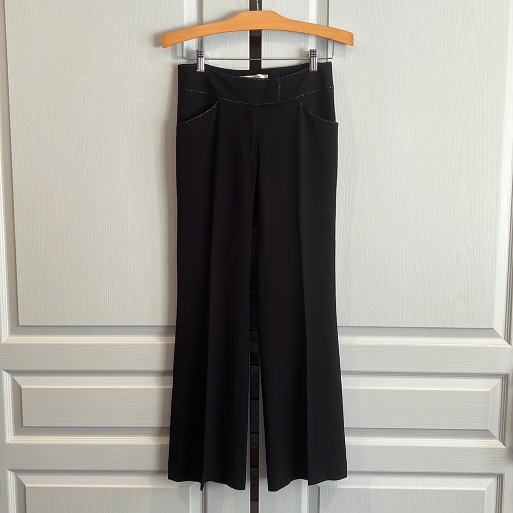 Max Studio 2 29” black and white pants stretch boot flare petite 2P